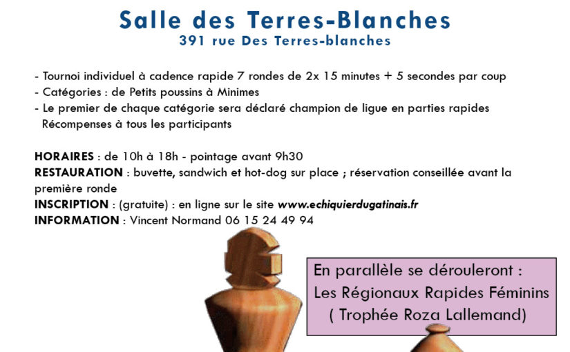Résultats des Régionaux Jeunes de parties rapides – 28/04/2019